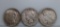 Lot of Three Circulated 1922 Peace Silver Dollars P / S / D Mintmarks