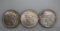 Lot of Three Circulated 1922 Peace Silver Dollars, One S Mintmark