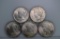 Lot of Five Circulated 1923 Peace Silver Dollars