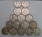 Lot 16 Circulated Franklin Silver Half Dollars: 1948-63 Date Range