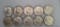 Lot of Ten About Uncirculated 1964 Kennedy Silver Half Dollars