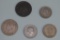 Lot of Five Old Non-Silver Coins from Various Countries