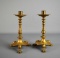 Pair of 9” Bronze Lily Pad & Reptile Foot Tripod Candle Sticks
