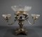 Antique Silver Plate & Crystal Epergne