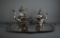 Vtg. Reed & Barton “Winthrop Shield” Four Piece Silver Plate Tea Set Paired w/ Hutton & Sons Tray