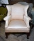 Antique Chippendale Style Wing Chair, Ball & Claw Feet, Recent Upholstery