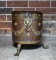 Vintage Brass & Copper Planter / Cache Pot with Lion's Head Mask & Swag Motif