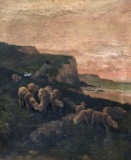 Ed. Lefaivre (19th C.) Sheep Pastoral / 1888, Oil on Canvas, Signed Lower Left