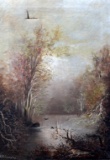 F. M. Langley (20th C.) Pond Landscape, Oil on Canvas, Signed Lower Left
