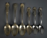 Lot of Six Sterling Silver Serving & Tea Spoons: Various Makers, 142 g