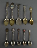 Ten European Themed Sterling / Continental Silver Souvenir Spoons, 123 g