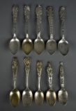 Ten Native American Themed Sterling Silver Souvenir Spoons, 228 g