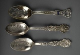 Three Military & US Mail Themed Sterling Silver Collector's Spoons, 80 g
