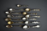 13 California Sterling Silver Souvenir Spoons, 318 g