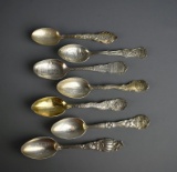 Seven Colorado Sterling Silver Souvenir Spoons, 174 g