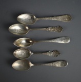 Five Connecticul Sterling Silver Souvenir Spoons, 121 g