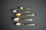 Five Florida Sterling Silver Souvenir Spoons, 97 g
