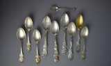 Ten Illinois Sterling Silver Souvenir Spoons, 194 g