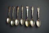 Seven Indiana Sterling Silver Souvenir Spoons, 150 g
