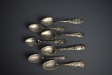 Seven Iowa Sterling Silver Souvenir Spoons, 170 g