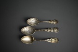 Three Louisiana Sterling Silver Souvenir Spoons, 69 g