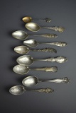 Nine Massachusetts Sterling Silver Souvenir Spoons,144 g