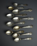Ten Missouri Sterling Silver Souvenir Spoons, 176 g