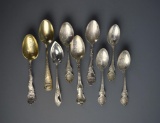 Nine New Hampshire Sterling Silver Souvenir Spoons, 165 g