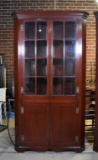 Antique Handmade Mahogany Tall Corner Cupboard with Dentil Molded Cornice (Lots 2 & 4 Match)