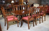 Antique Duncan Phyfe Style Mahogany Dining Table, Brass Caster Paw Feet, Attributed to Kittinger