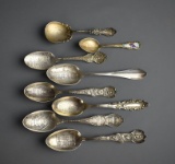 Eight Virginia Sterling Silver Souvenir Spoons, 145 g