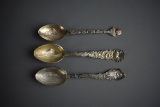 Three Washington State Sterling Silver Souvenir Spoons, 66 g
