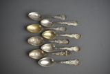 Eight Wisconsin Sterling Silver Souvenir Spoons, 192 g