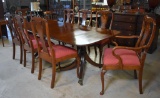 Set of 8 Antique Mahogany Queen Anne Style Dining Chairs w/ Highly Figured Inlaid Splats