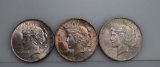 Lot of Three Circulated 1922 Peace Silver Dollars
