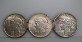 Lot of Three Circulated 1922 Peace Silver Dollars, One S Mintmark