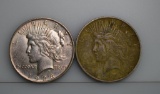 Lot of Two Circulated 1923 Peace Silver Dollars