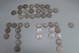 Lot of 43 Circulated US Silver Quarters (1950s-60s)