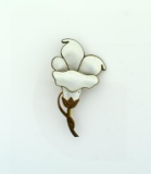 Vintage Albert Scharning Norway Sterling Silver Guilloche Enamel Flower Brooch, 2.75”