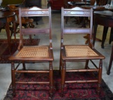 Pair of 19th C. Eastlake Walnut Caned Seat Side Chairs