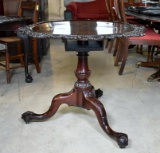 Fine 18th-19th C. Chippendale Carved Mahogany Pie Crust Tea Table