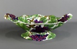 Remarkable 19th C. Hand Painted Spode Pearlware 15” Footed Bowl, Grapevine Motif