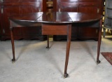 Antique Gateleg Drop Leaf Mahogany Dining Table, Pad Feet on Brass Casters