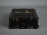 Black Lacquered Box w/ Mother of Pearl Inlay, Hand Painted
