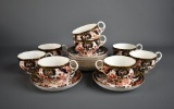 Set of Eight Royal Crown Derby “Imari 383” Teacups & Saucers