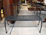 Vintage Black Metal Patio Settee / Bench