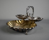 Antique Silver Plate Two-Tiered Shell Server, Dolphin Feet