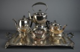 Vtg. 6 Piece F.S.C. Sheffield Silver Plate Tea Set w/ Theodore B. Starr Sheffield Silver Plate Tray