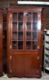 Antique Handmade Mahogany Tall Corner Cupboard with Dentil Molded Cornice (Lots 2 & 4 Match)