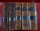 Five Old Leather Bound Volumes of Blackwood's 19th Century Magazines